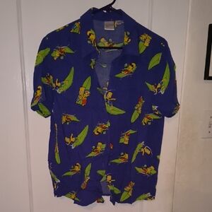 Simpsons | Vibrant Purple Cartoon Print Men's Casual Shirt